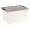 IRIS® Stack & Pull™ Clear Storage Box with Gray Lid